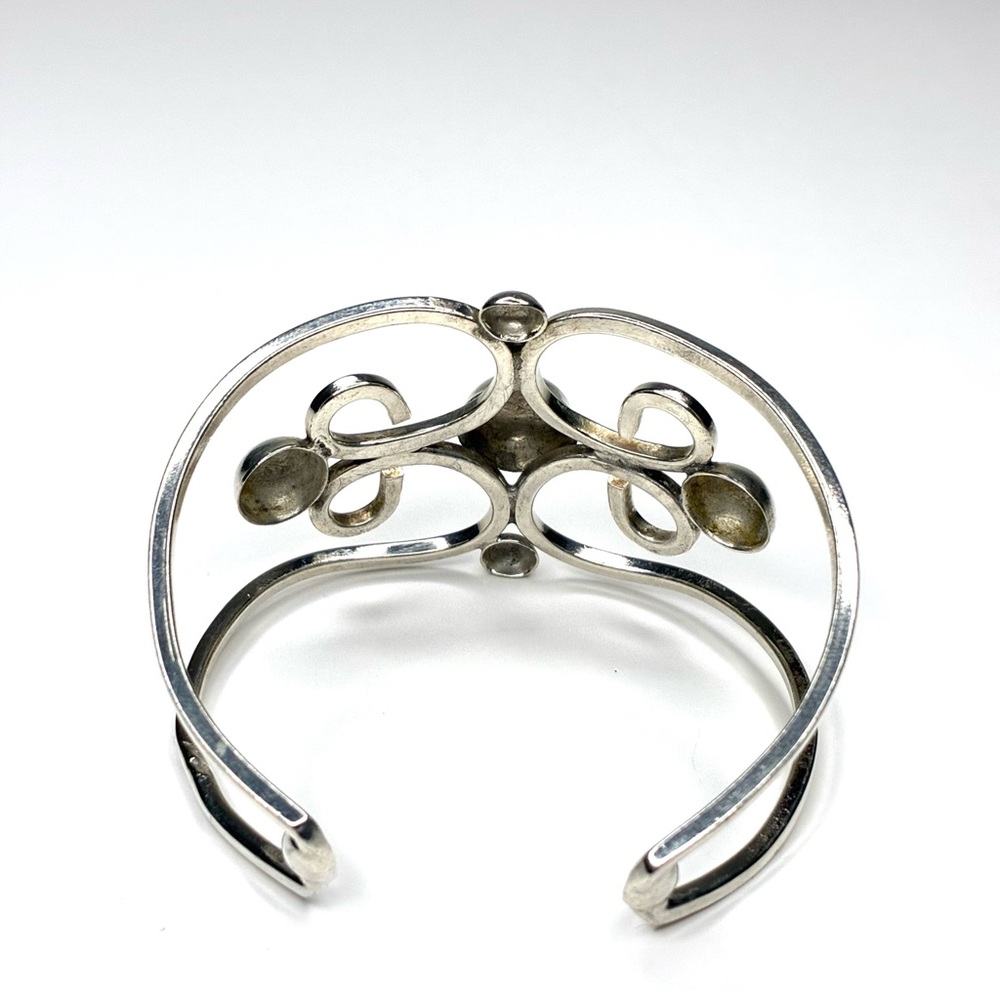 Sterling Silver Openwork Scroll Cuff Bracelet - image 2